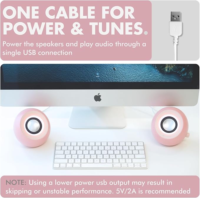 X9 Performance Pink Computer Speakers for Desktop PC with RGB Lighting, Bluetooth, USB, and AUX - Triple Mode Connection, Dual 2.25" Drivers for Work and Play, Bluetooth Desktop Speakers for PC - Pink