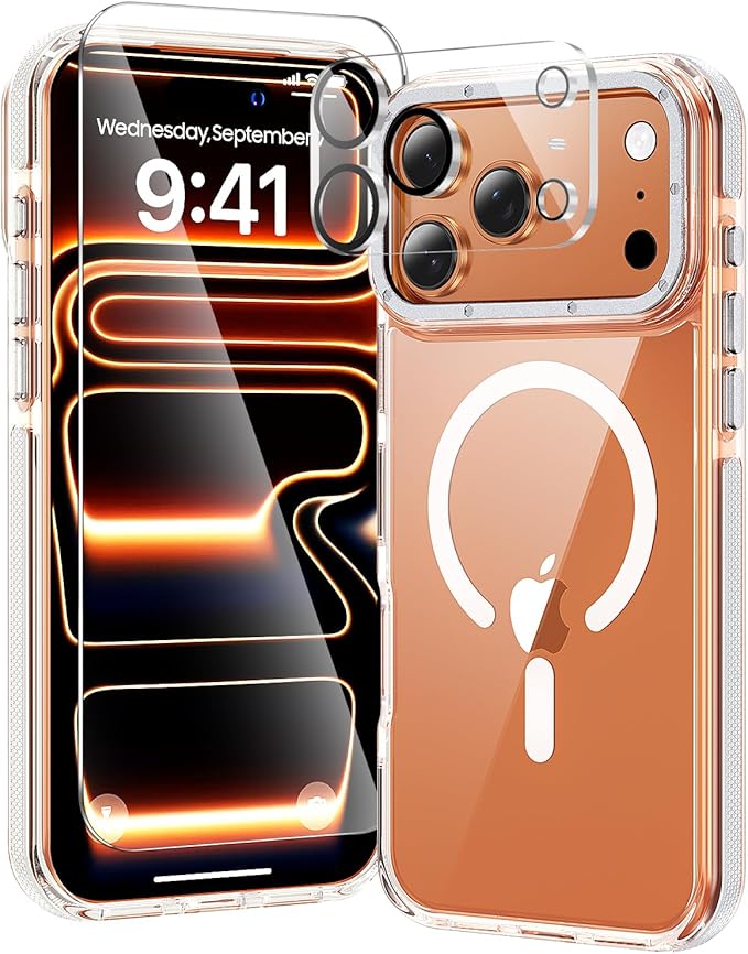 toushion 3 in 1 for iPhone 17 Pro Case Clear Bumper,Fits MagSafe, Yellowing-Resistant Acrylic Back, Shockproof Guard Corners, Military-Grade Protection for Phone Cover 6.3 inch