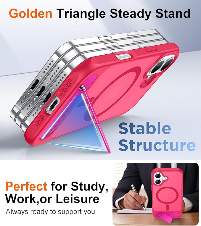 Magnetic Compatible with iPhone 16 Case, [Built-in Invisible Kickstand][Compatible with MagSafe][Military Grade Shockproof] Slim Translucent Matte Phone Case for iPhone 16 6.1"