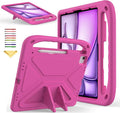 Kids Case for iPad Pro 12.9 inch Cover 6th/5th/4th/3rd Gen (2022/2021/2020/2018) with Kickstand/Handle/Stylus Pencil Holder Soft EVA Heavy Duty Shockproof Flip Stand Girl Boy Cover, Rose