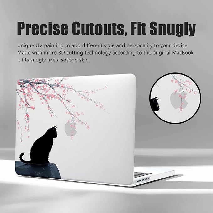 DTangLsm Compatible for MacBook Air 15 inch Case M5 2026 2025 2024 2023 A3448 M4 A3241 M3 A3114 M2 A2941, Clear Plastic Hard Shell Cover for MacBook Air 15 Laptop M5 Case & Keyboard Cover, Black Cat
