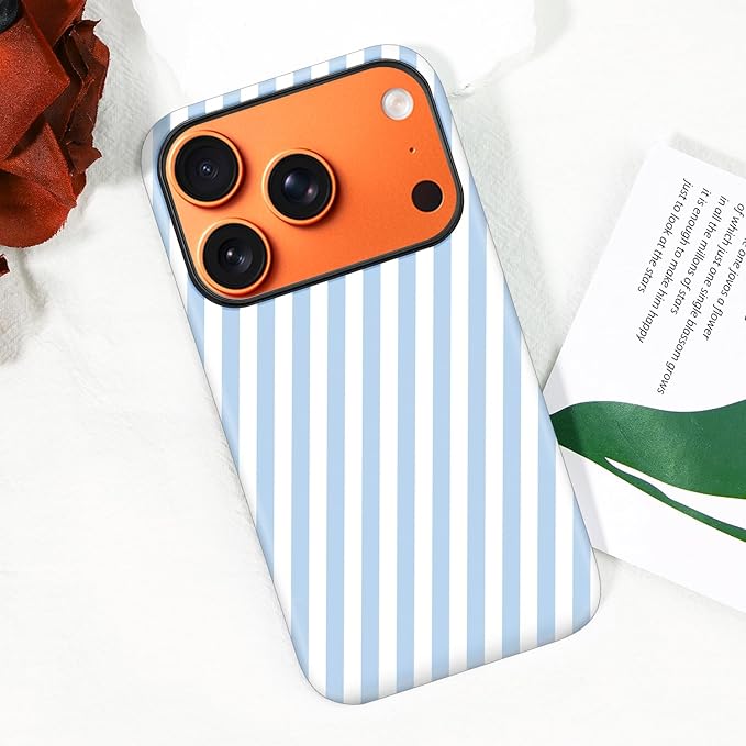 Magnetic for iPhone 17 Pro Case Cute Diagonal Stripes Phone Case, Shockproof Slim TPU and Hard PC Protective Phone Cover Compatible with MagSafe Designed for Women Girls,Blue