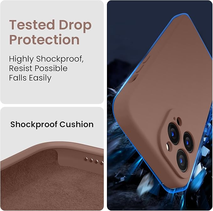 FireNova Designed for iPhone 13 Pro Max Case, Silicone [Camera Protection] Phone Case, Soft Anti-Scratch Microfiber Lining Inside, 6.7 inch, Light Brown