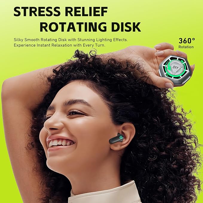 ANCwear TWS Wireless Earbuds Bluetooth 5.3 in Ear Light-Weight Headphones Mini Ear Buds Built-in Microphone with DIY Customizable Charging Case,Ultra-Light 3.5g for Teens,Young Adults (Black Hawk)