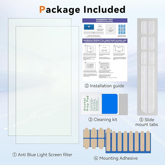 [2-Pack] 22 Inch Computer Blue Light Blocking Screen Protector for 16:10 Widescreen Monitor, Anti Glare Anti-UV Eye Protection Desktop PC LED Monitor Filter, Removable Anti-Scratch Screen Film 22in