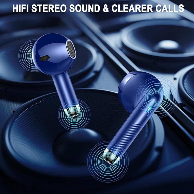 Wireless Earbuds, Bluetooth 5.4 Ear Buds LED Power Display Headphones Bass Stereo, Bluetooth Earbuds in-Ear Noise Cancelling Mic, 40H Playback Mini Case IP7 Waterproof Sports Earphones for Android iOS