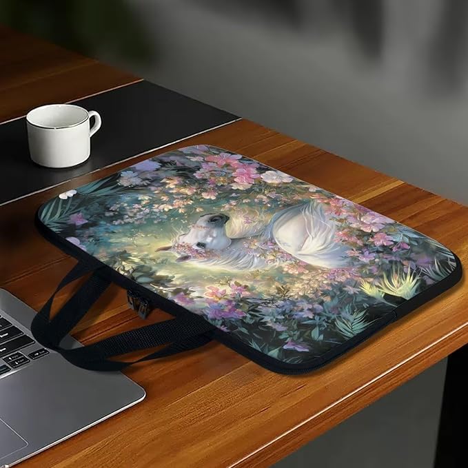 12 Inch Horse Flowers Laptop Sleeves, Zippered Computer Bag Waterproof Tablet Carrying Cover, Laptop Organizer Tote Bag Portable Notebook Handbag, Back to School Supplies College