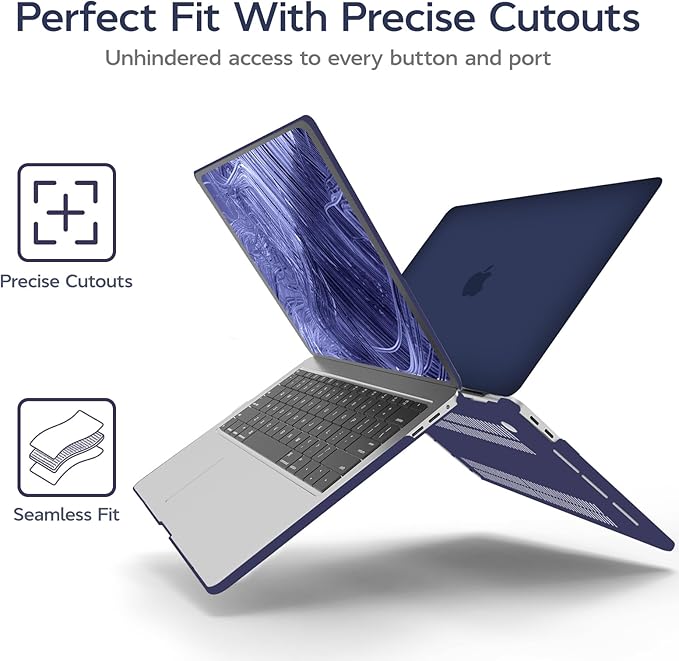 Anban Compatible with MacBook Pro 13 inch Case M2 2025 2024 2023 2022-2016 M1 A2338 A2251 A2289 A2159 A1989 A1708 A1706, Plastic Laptop Hard Shell Case +Keyboard Cover +Screen Protector, Navy Blue