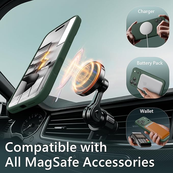 FireNova Magnetic for iPhone 17 Pro Case, Compatible with MagSafe, [Integrated Silicone Camera Control Button] [Camera Protection] Anti-Scratch Microfiber Lining Phone Case, 6.3", Alpine Green