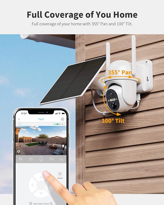 Ebitcam 4G LTE Cellular Security Camera Includes SIM Card(Support Verizon/AT&T/T-Mobile), 2K Solar Outdoor Cam Wireless Without WiFi Needed, 360° Live View, Color Night Vision