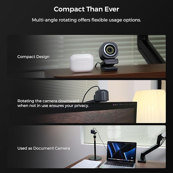 NearStream 4K Webcam for Streaming - Noise Canceling Mic, 45°-95°Adjustable FOV, Auto Focus, AI Framing, Software Control, Plug&Play, Works with Zoom/Teams/Skype/Google Meet