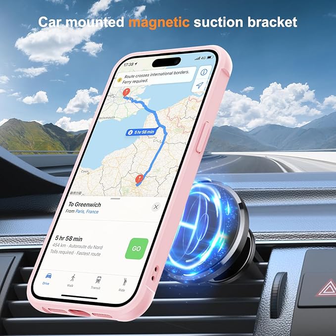 SKYLMW Compatible with iPhone 13 Case & iPhone 14 Case with Invisible Magnetic O-Ring Stand Translucent Phone Cases for 13 & 14 6.1" [Compatible with Mag-Safe][Great Grip Feeling], Pink