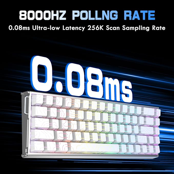 ATTACK SHARK X68MAX HE 60% Wired Magnetic Switch Keyboard,Full Aluminum CNC,0.005mm RT Accuracy,8KHz Rapid Trigger Mechanical Gaming Keyboard,Adjustable Actuation,RGB Coiled Cable for FPS Games,White