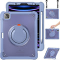 Batianda Ultimate Protective Case for iPad Pro 11-inch 2022 4th M2 Chip /2021 (3rd Generation) Rugged Shockproof Tablet Cover with 360° Rotatable Kickstand & Shoulder Strap & Pencil Holder, Lavender