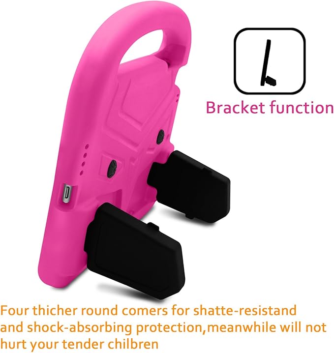 Kids Case for 7.9" iPad mini 5/Mini 4/Mini 3/Mini 2/Mini 1, Friendly Silicone Shockproof Cover with Handle Kickstand for Apple iPad mini 5th (2019), Mini 4th/ 3rd/ 2nd/1st Generation, Pink