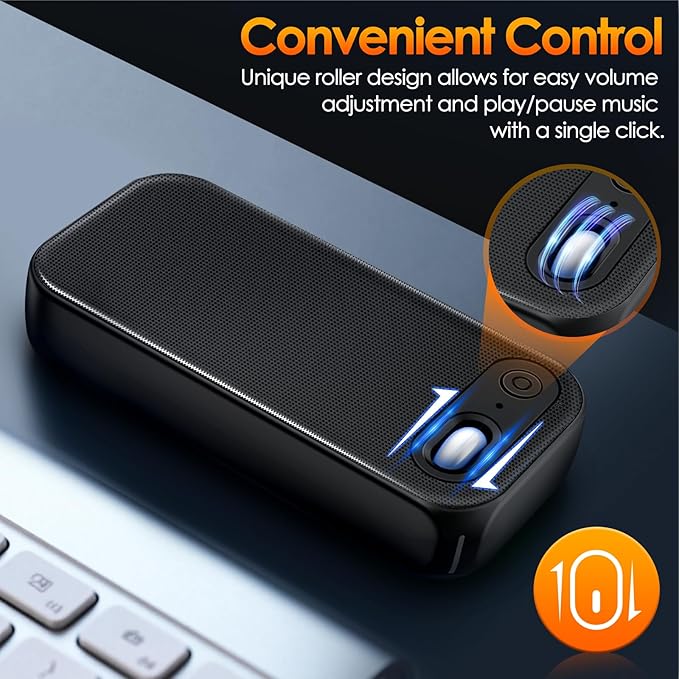 USB-A/USB-C Computer Speakers for PC Desktop, Wired Portable Mini Sound-bar for Monitor with Stereo Sound & Enhanced Bass, Laptop Speakers for Desktop, PC, Smartphones,Tablets with RGB Lights