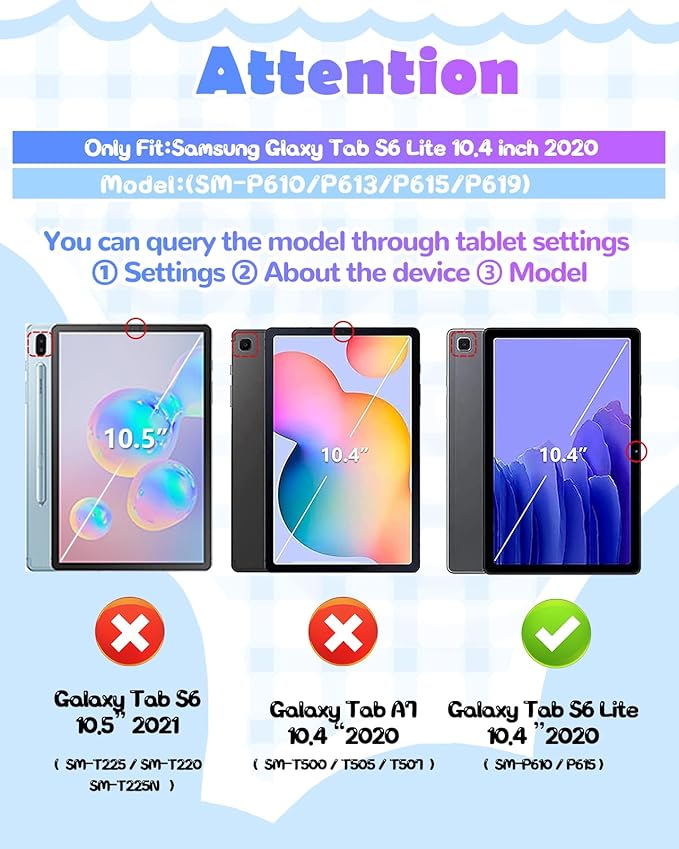 Wazzasoft for Samsung Galaxy Tab S6 lite Case 10.4" - Girls Cute Women Cartoon Kawaii 3D Design Cover with Rotating Stand & Strap Unique Girly Teens Funda for Samsung Tab S6 lite Case (2022/2020)