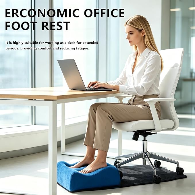 Foot Rest for Under Desk at Work. Multifunctional 3-Tier Foot Stool Office Desk Accessories, Soft Ergonomic Footrest,Support Foot Pillow,Heel Chair,Leg Elevation Pillow (Blue, One Size)