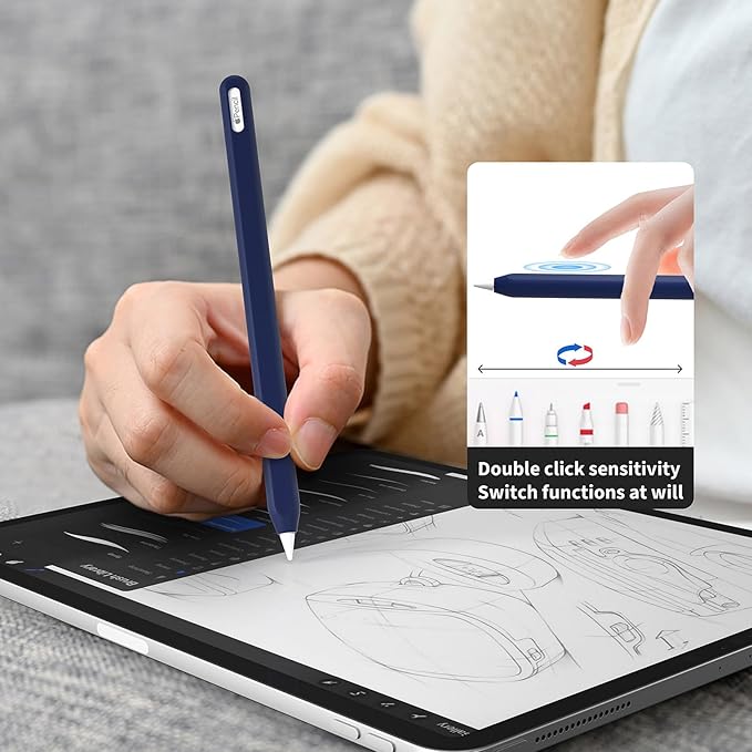 Hi Color Silicone Pencil Cover for Apple Pencil 2nd/Apple Pencil Pro Cover Case Sleeve Ipad Pencil Protective Cover (Dark Blue+Purple)