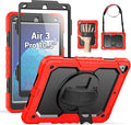 SEYMAC for iPad Air 3/ Pro 10.5 inch Case, Heavy Duty Full-Body Shockproof Protective Case with Screen Protector, 360° Rotating Stand, Hand/Shoulder Strap for iPad Air 3rd Gen, Red