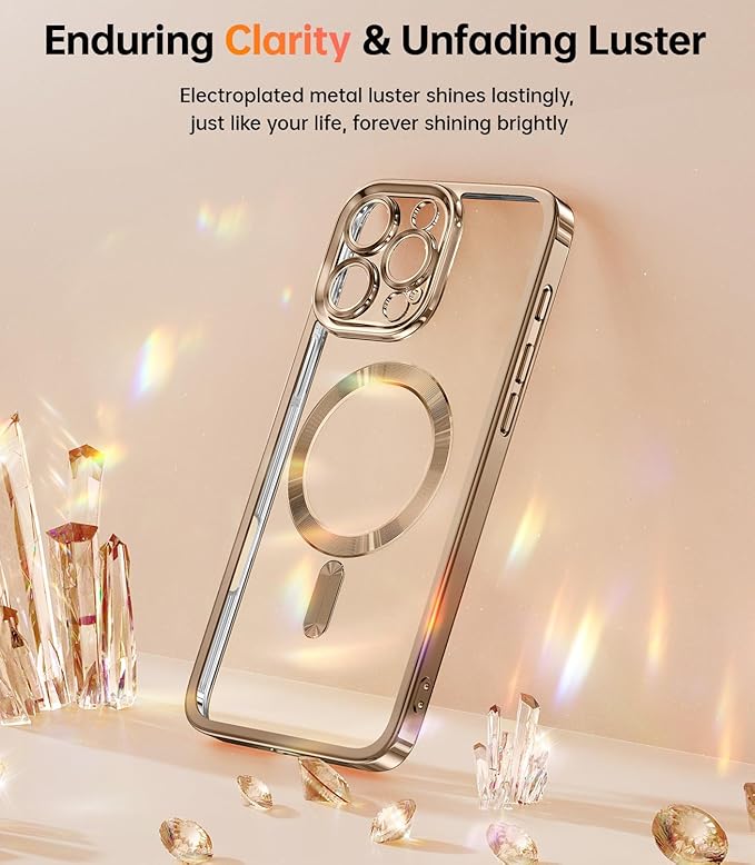 Meifigno Designed for iPhone 16 Pro Max Case 6.9", [Glitter Card & Wrist Strap] [Compatible with MagSafe] [2X Screen Protectors] Surround Lens Protection Designed for 16 ProMax Case, Desert Titanium