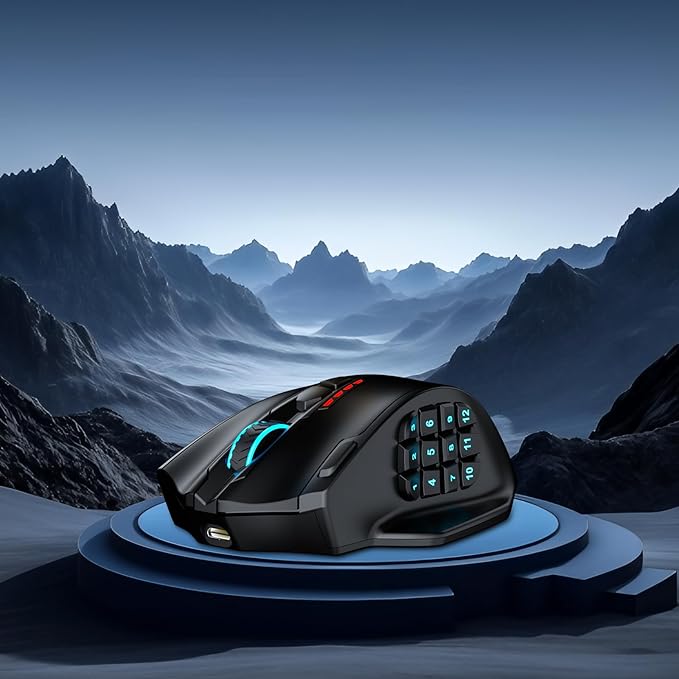 Redragon M913 MAX Wireless Gaming Mouse, 26000 DPI MMO Optical Mouse with 16 Programmable Buttons, BT & 2.4G Wireless, Software Supports DIY Keybinds