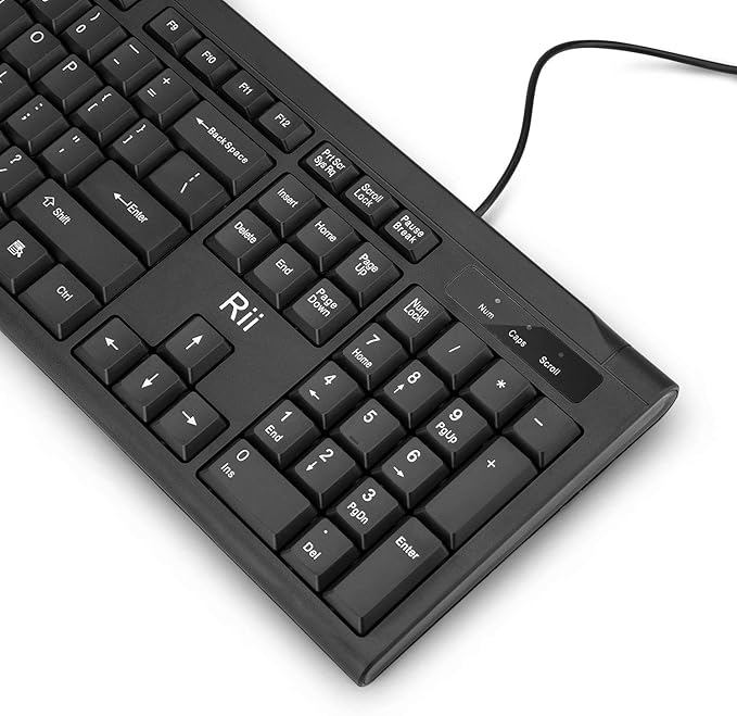 Rii RK907 Ultra-Slim Compact USB Wired Keyboard for Mac and PC,Windows 10/8 / 7 / Vista/XP(Black) (2PCS)