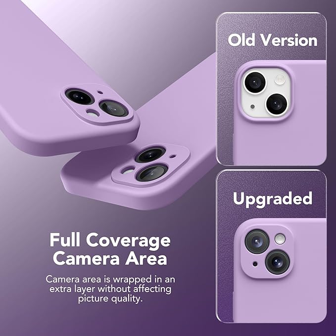 Magnetic for iPhone 14 Case, Compatible with MagSafe, [Full Camera Protection][Screen Protector] Silicone Shockproof Protective Phone Case for iPhone 14 6.1 inch, Light Purple