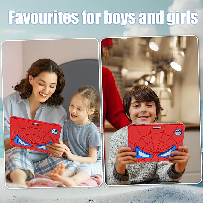 AKABEILA Compatible with Apple iPad Pro 11(2024) 11 inch Tablet Case，Lightweight Shockproof Rugged Protective Cover with Kickstand for Kids Children Boys Babies Red Blue