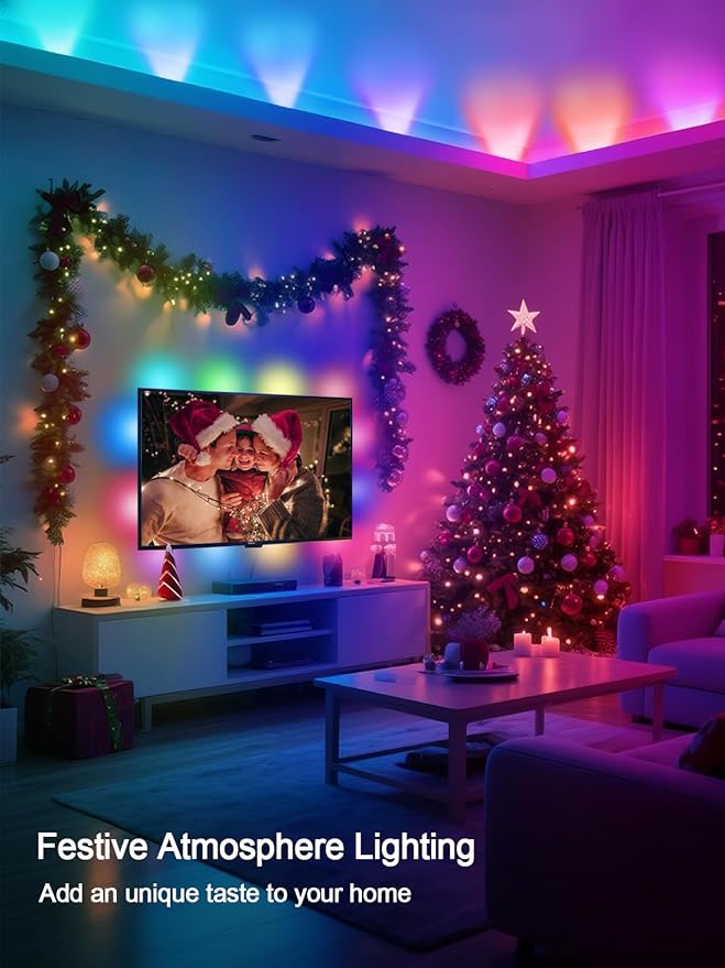 Tyute TV LED Lights, 9.8ft LED Strip Lights for 35-55 Inch TV Behind Lighting, RGB Color Changing TV Backlight with APP & Remote Control, Music Sync USB LED Light for Bedroom Gaming Room Decor