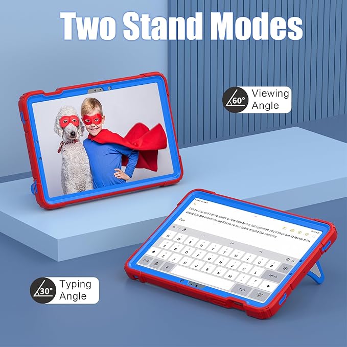 AKABEILA Compatible with Samsung Galaxy Tab S7/S8/S9/S9 FE 11 inch(2023) Tablet Case，Lightweight Shockproof Rugged Protective Cover with Kickstand for Kids Children Boys Babies Red Blue