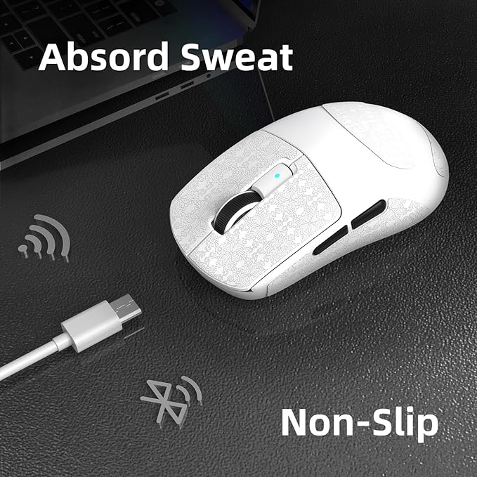 LexonElec Attack Shark R6 Wireless Gaming Mouse Anti-Slip Sticker, Mouse Anti Slip Grip Tape Skins for Sweat Resistant, Elastics Refined Side Grips, Easy to Apply, Ultra-Thin 0.5mm (0.02in) - White