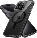 JETech Magnetic Case for iPhone 15 Pro Max 6.7-Inch Compatible with MagSafe Wireless Charging, Shockproof Phone Bumper Cover, Anti-Scratch Clear Back (Black)