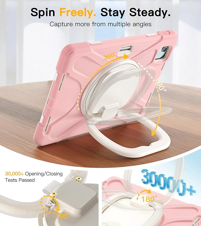 BRAECN for iPad Air 11 Inch Case M4 2026/M3 2025/M2 2024, iPad Air 10.9" 5th/4th Gen, iPad Pro 11 4th/3rd/2nd/1st Kids Cover with Screen Protector, Pencil Holder, Shoulder Strap, Handle & Kickstand