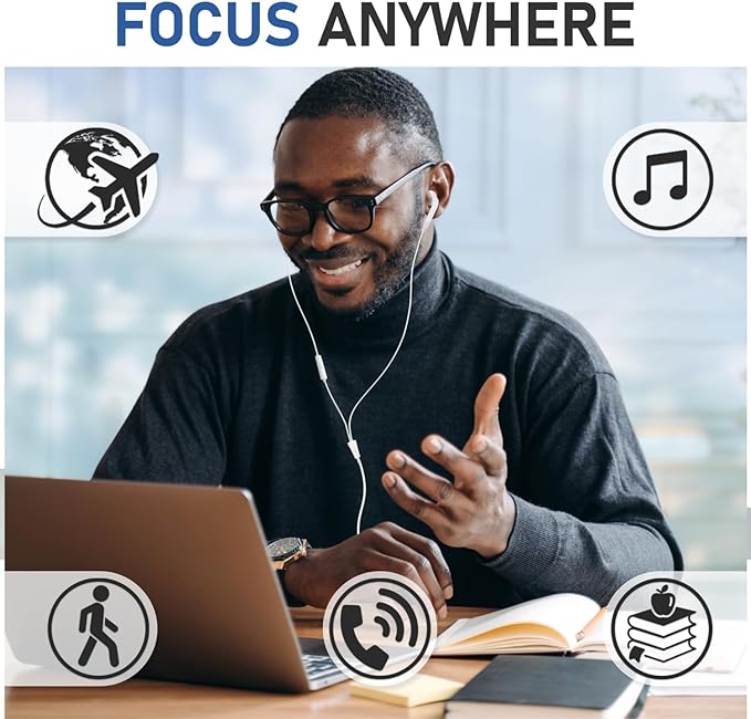 LUDOS FEROX Wired Earbuds in-Ear Headphones, 5 Year Warranty, Earphones with Microphone, Noise Isolation Corded for 3.5mm Jack Ear Buds for iPhone, Samsung, Computer, Laptop, Kids, School Students