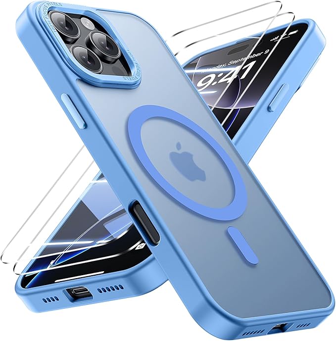 for iPhone 16 pro max Case with 2X Screen Protectors [Compatible with MagSafe] Military Grade Drop Protection Back Cover Shockproof Slim Fit for iPhone 16 pro max Phone Case 6.9 inch,Sky
