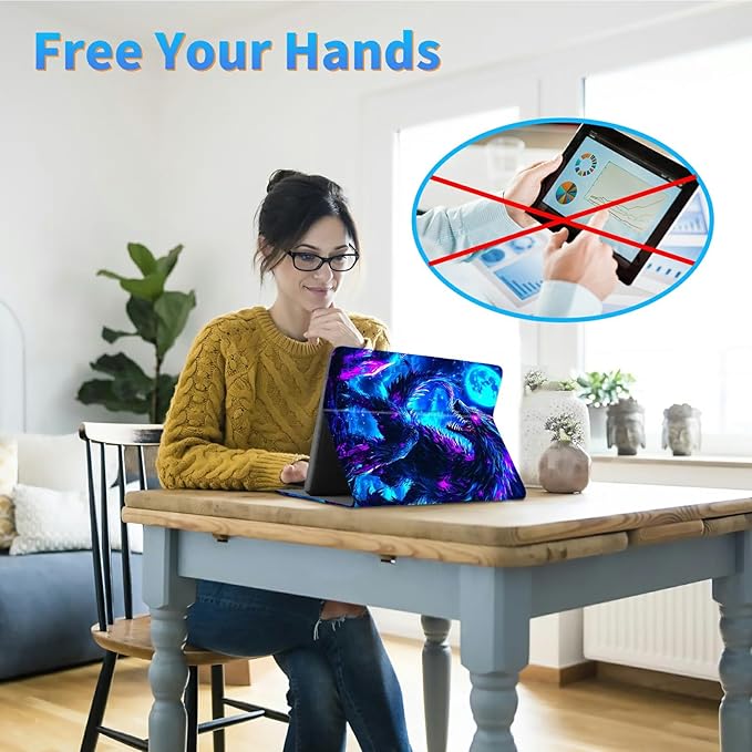 for 6.8" Kindle Paperwhite (11th Generation 2021) and Kindle Paperwhite Signature Edition Case, Slim Kickstand Stand Leather Smart Cover with Auto Wake/Sleep, Blue Moon Dragon