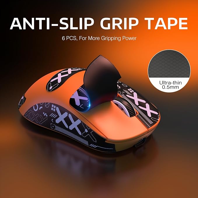 MANBASNAKE Attack Shark X3 Wireless Gaming Mouse, 49g Triple Mode Ergonomic Computer Mouse, PAW3395 26K DPI Sensor, 200h Battery Life, Griptape, Programmable Buttons for PC/Laptop/Mac (Orange)