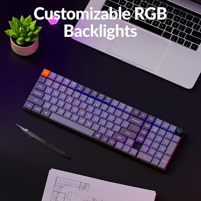 Keychron K17 Max 96% Layout Ultra-Slim Wireless Custom Mechanical Keyboard, Hot Swappable Low Profile Gateron Brown Switch QMK Programmable Bluetooth/2.4 GHz/Wired RGB Backlit NKRO for Mac Win Linux