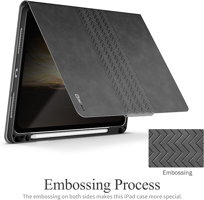 auaua Case for iPad Pro 11 Inch (M5/M4) 2025/2024, PU Leather Case with Pencil Holder, Supports Pencil Pro and Pencil(USB-C), Adjustable Angles, Auto Sleep/Wake (Grey)