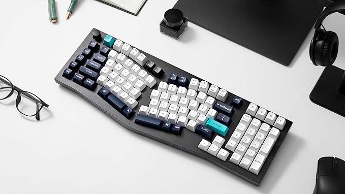 Keychron Q13 Max Alice Layout QMK Wireless Custom Ergonomic Mechanical Keyboard with 3-Mode BT5.2/2.4GHz/USB-C, Hot Swappable PBT Keycaps, RGB Backlight, Red Switch & Knob for MacOS & Windows, Q13M-M1