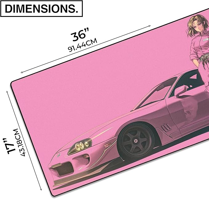 MPCO. Original Large Gaming Desk Mat – 36" x 17" Aeroglyde Manga Motors Shinobu-s-Supra Full Desk Mouse Pad for Smooth Precision – Non-Slip, Washable Extra-Large PC Mouse Pad for Gaming Sessions