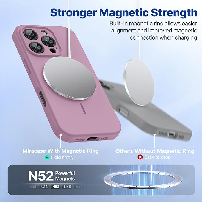 Miracase Magnetic for iPhone 16 Pro Max Case, [Soft Anti-Scratch Microfiber Lining], Compatible with MagSafe, Liquid Silicone Case Shockproof Drop Protection Phone Case for 16 ProMax,Blackcurrant