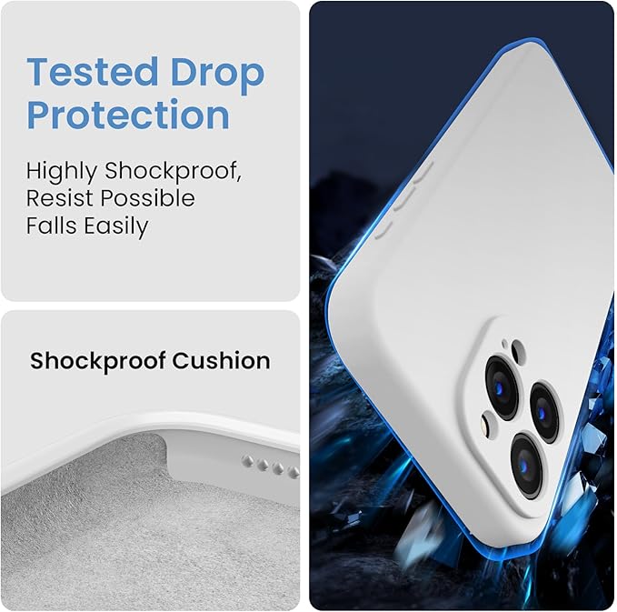 FireNova Designed for iPhone 16 Pro Case, Silicone Upgraded [Camera Protection] Phone Case, Soft Anti-Scratch Microfiber Lining Inside, 2024, White