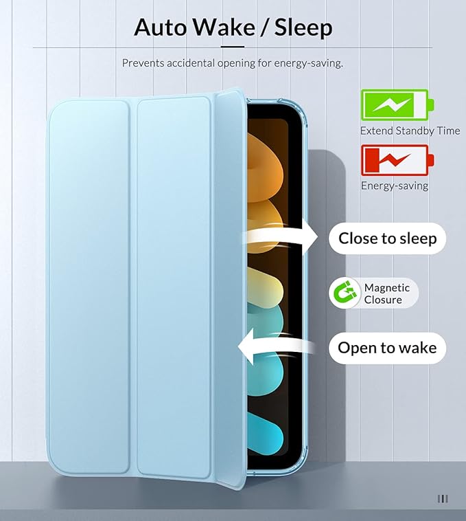MoKo Case Fit New iPad mini 7 (A17 Pro) 2024, iPad mini 6th Generation Case 2021 (8.3-inch), iPad mini 6 Case, Soft TPU Translucent Frosted Back Cover Case for iPad mini 7th, Sky Blue
