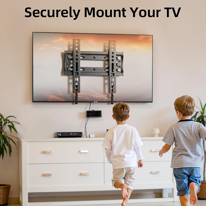 IWORBOARD 32 40 42 inch Fixed TV Monitor Wall Mount for LED LCD TVs & Monitor, Low Profile Small RV TV Mount, Easy Slim Flat Wall Bracket, Max VESA 200x200mm, 66lbs, Single Stud, Fit 19 24 42 inch