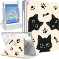 Uppuppy for iPad 5th/6th Generation Case for iPad Air 1st/Air 2nd/Pro 9.7 inch 2016 Case - 360 Degree Rotating Stand Folio Smart Cover with Pencil Holder for Women Girls, Black Cats for Apple Tablet