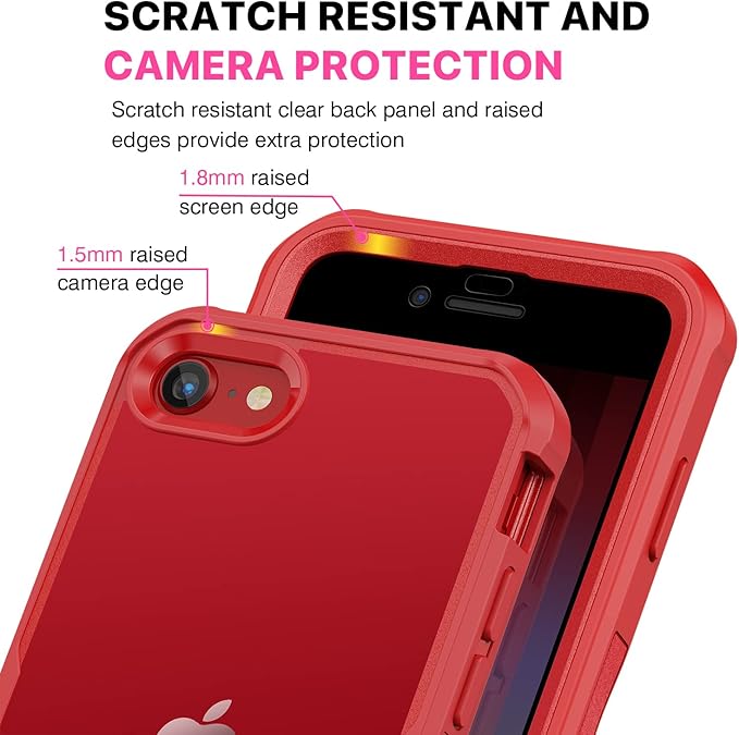 CENHUFO Privacy Case for iPhone SE 2022 3rd / iPhone SE 2020 2nd / iPhone 8/7, Full Body Phone Cover with Built-in 9H Tempered Glass Privacy Screen Protector, Anti Peep Shockproof Bumper - Red