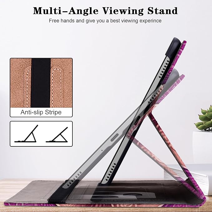 Case for iPad Air 13 inch M4 2026/M3 2025/M2 2024 with Pencil Holder & Card Slots & Auto Sleep, Embossed PU Leather Stand Magnetic Shockproof Cover Case for iPad Air 13 - Colorful Butterfly