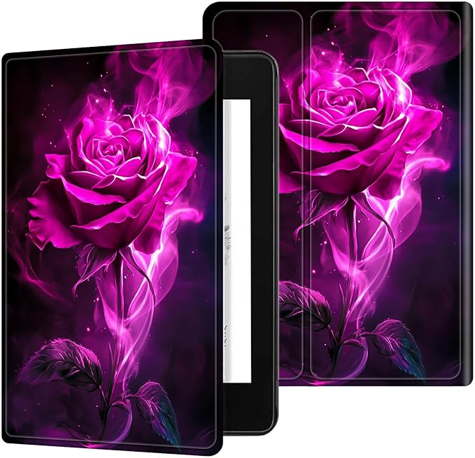 for Case for 6" Kindle 10th Generation 2019 Release (Model No J9G29R) E-Reader Case, Slim Kickstand Stand Leather Smart Cover with Auto Wake/Sleep, Rose Red Wolf